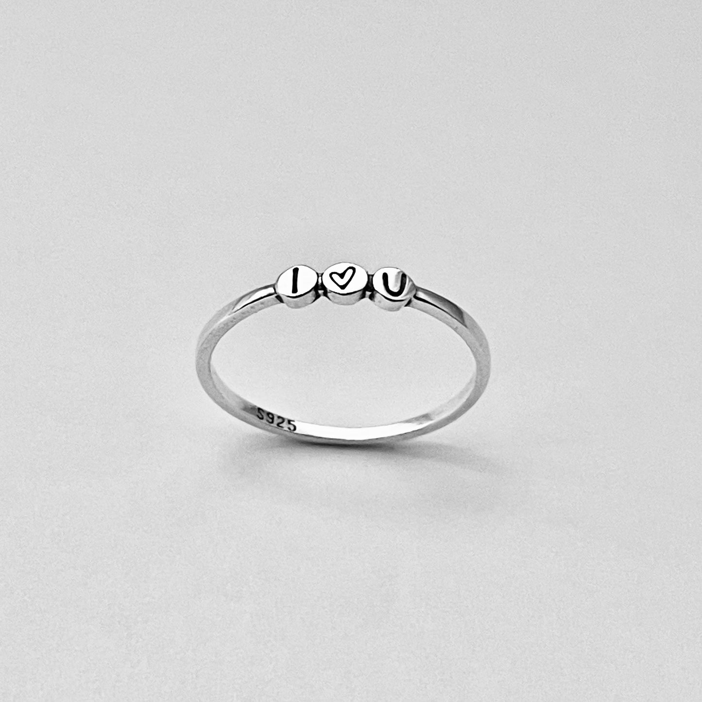 Sterling Silver Minimalist I Love You Ring, Heart Silver Rings, Promise Ring