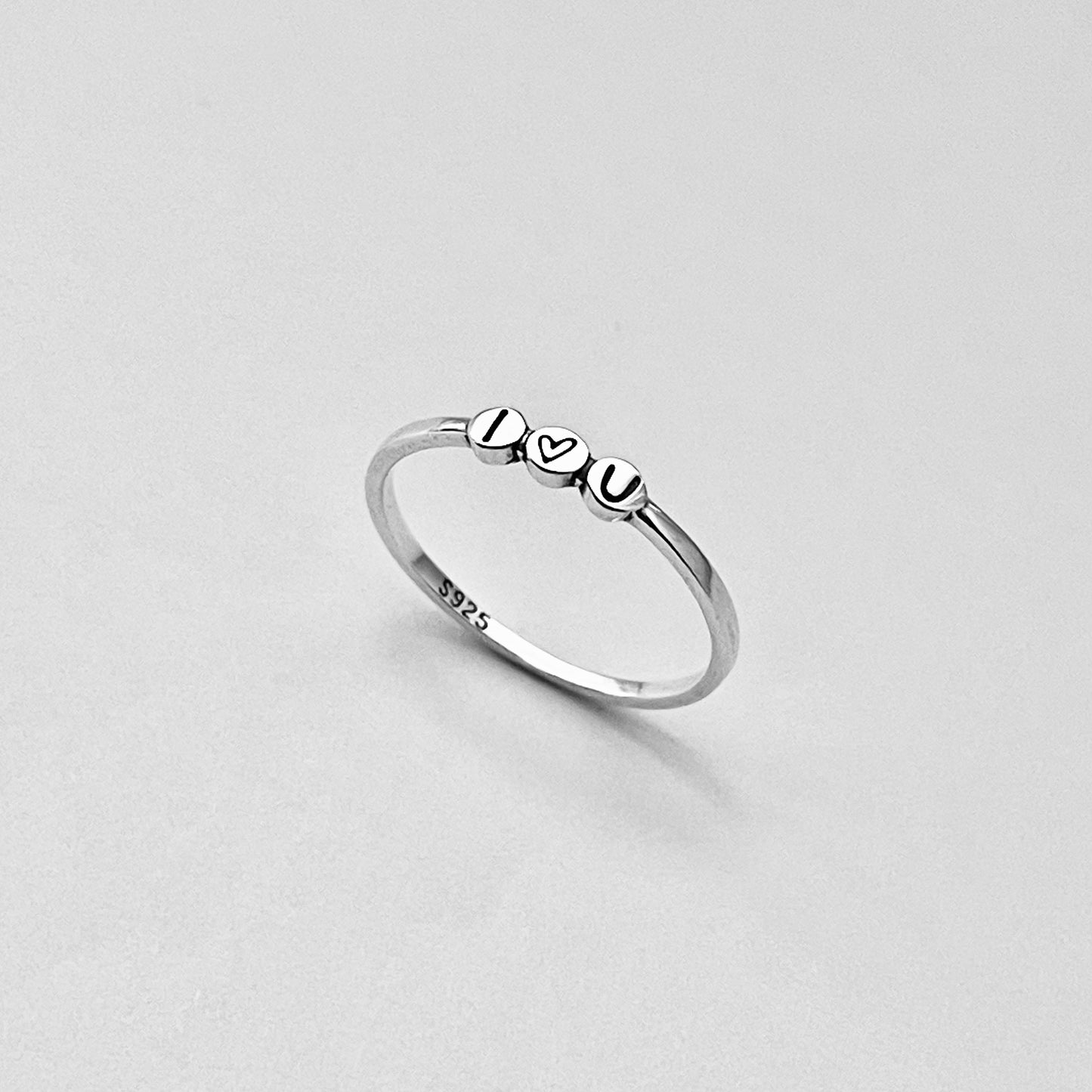 Sterling Silver Minimalist I Love You Ring, Heart Silver Rings, Promise Ring