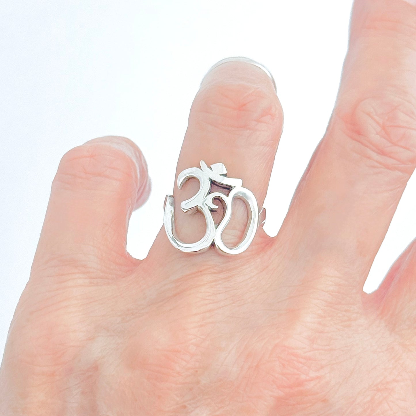 Sterling Silver Large OM Ring, Yoga Ring, Spirit Silver Rings, Sounds