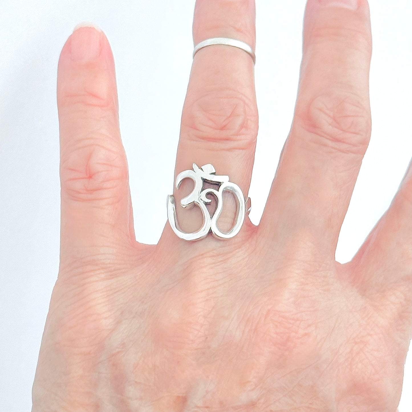 Sterling Silver Large OM Ring, Yoga Ring, Spirit Silver Rings, Sounds