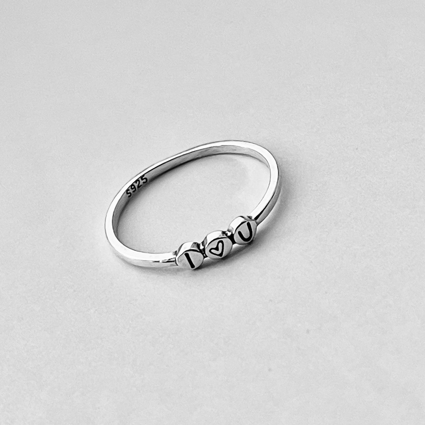 Sterling Silver Minimalist I Love You Ring, Heart Silver Rings, Promise Ring