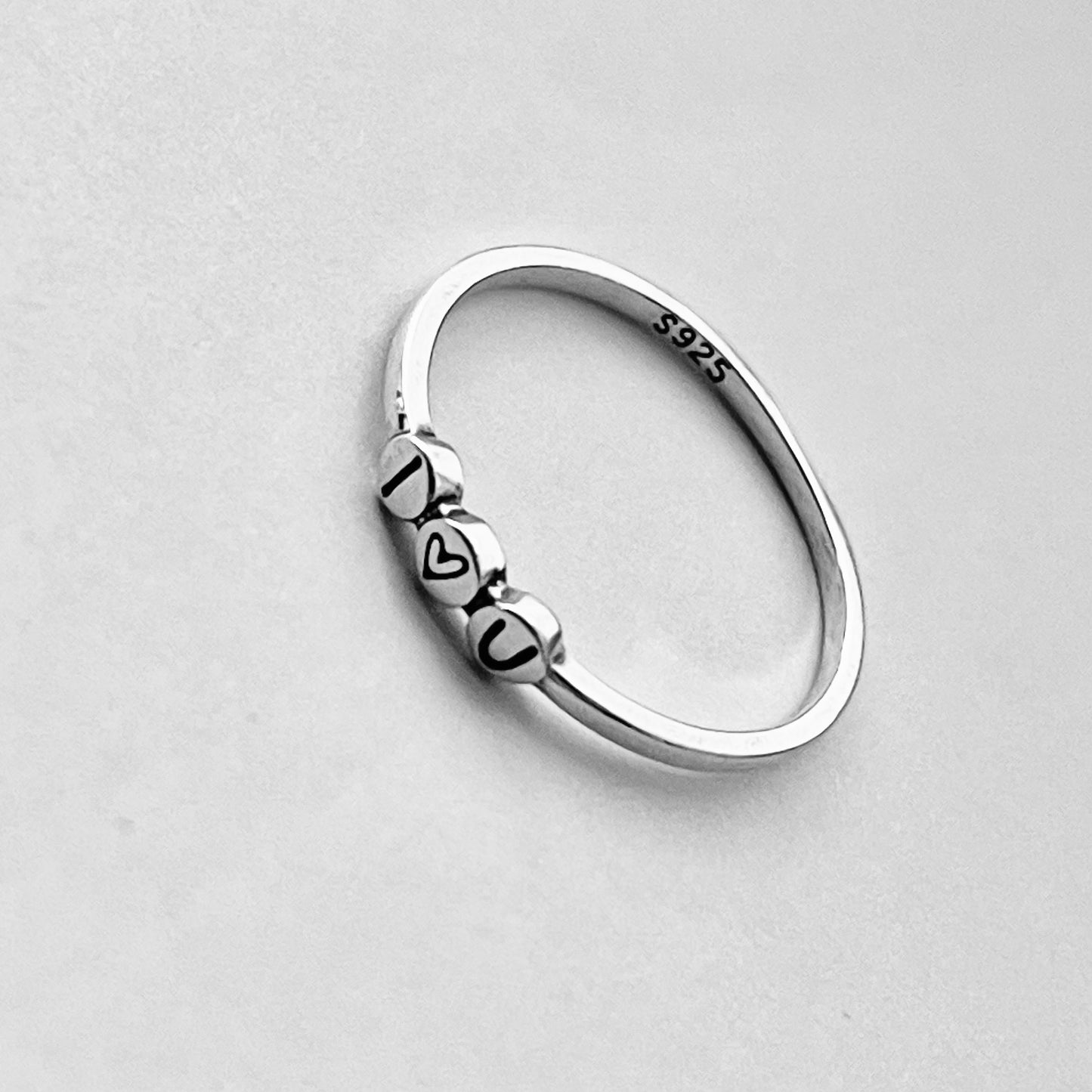 Sterling Silver Minimalist I Love You Ring, Heart Silver Rings, Promise Ring