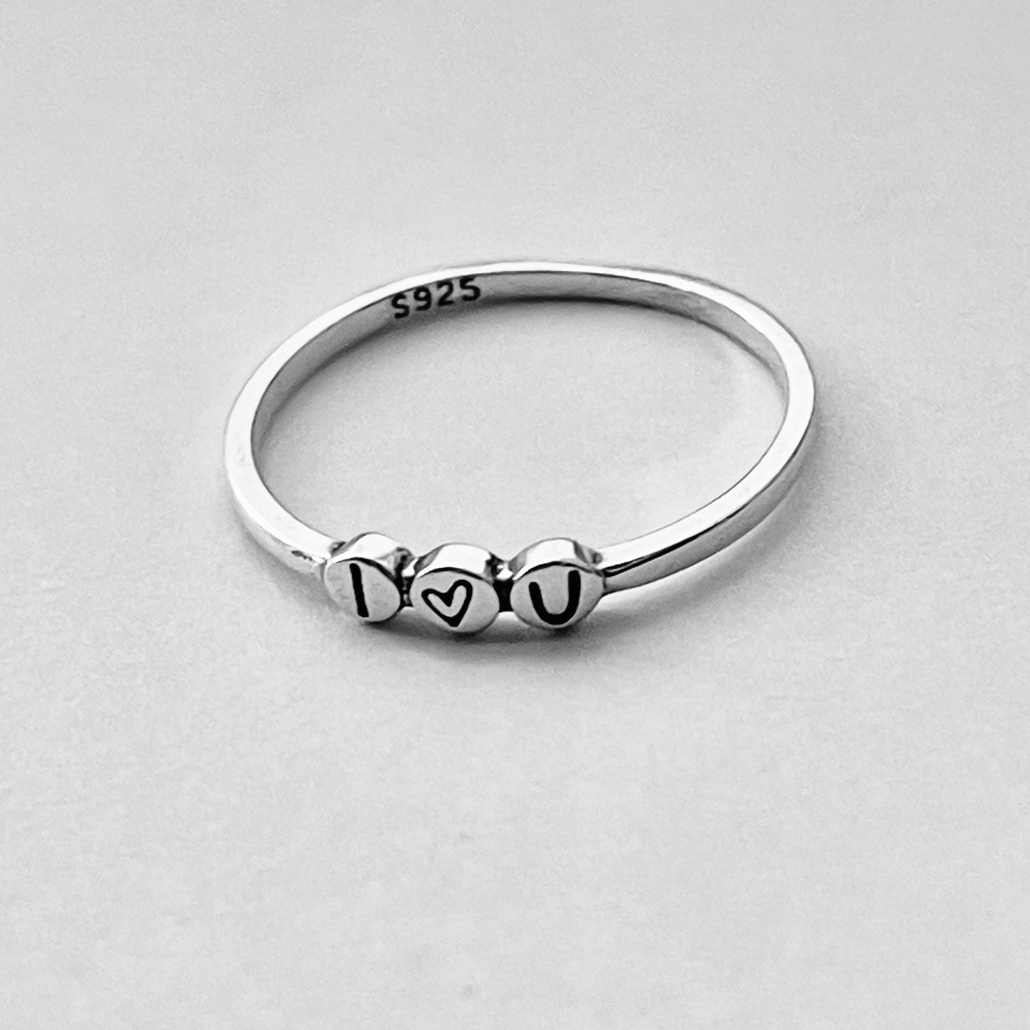 Sterling Silver Minimalist I Love You Ring, Heart Silver Rings, Promise Ring