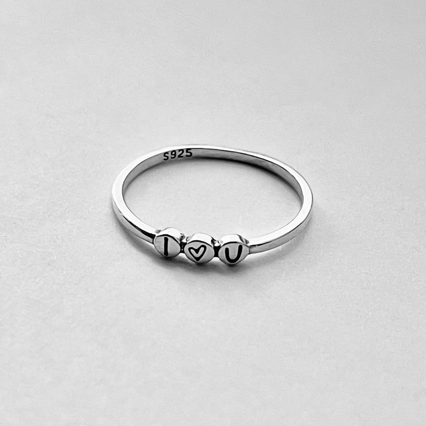 Sterling Silver Minimalist I Love You Ring, Heart Silver Rings, Promise Ring