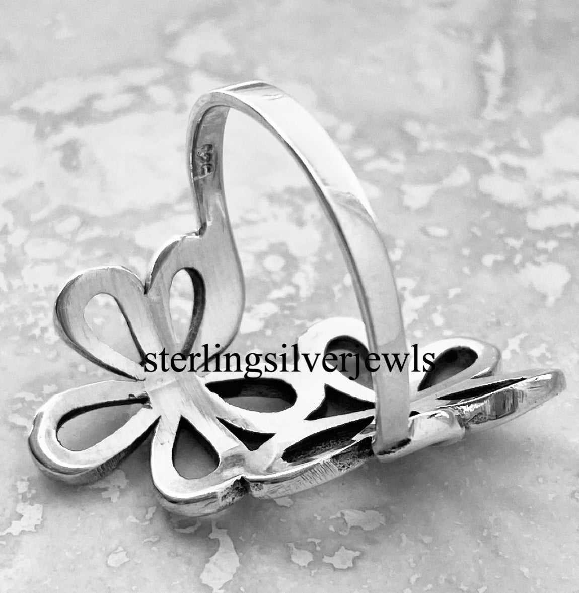 Sterling Silver 2 Large Flower Ring, Statement Rings, Silver Ring, Daisy Ring