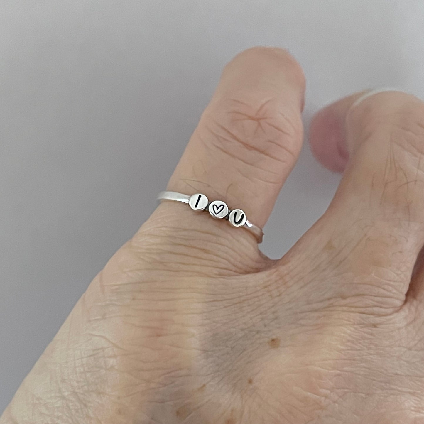 Sterling Silver Minimalist I Love You Ring, Heart Silver Rings, Promise Ring