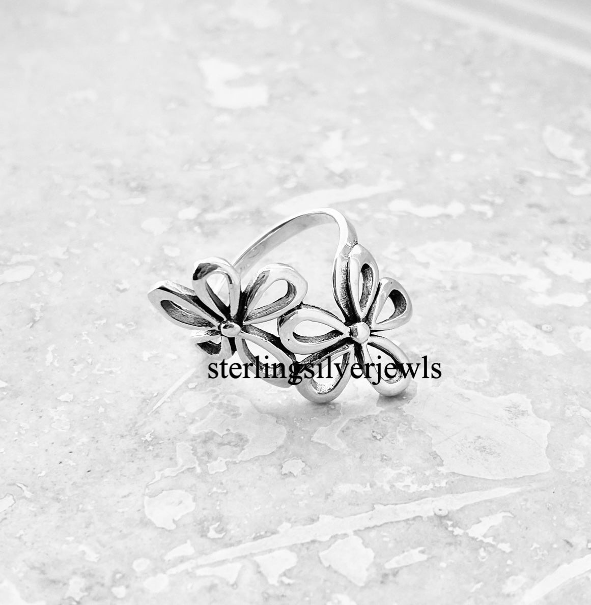 Sterling Silver 2 Large Flower Ring, Statement Rings, Silver Ring, Daisy Ring