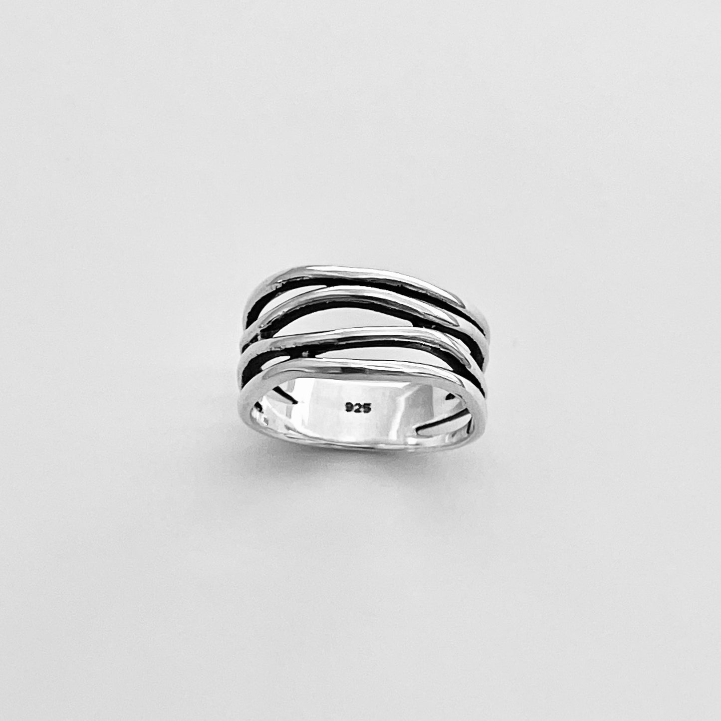 Sterling Silver Multiple Bands Wraparound Ring, Statement Silver Rings