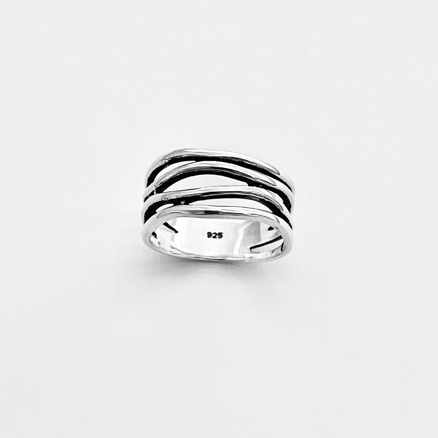 Sterling Silver Multiple Bands Wraparound Ring, Statement Silver Rings