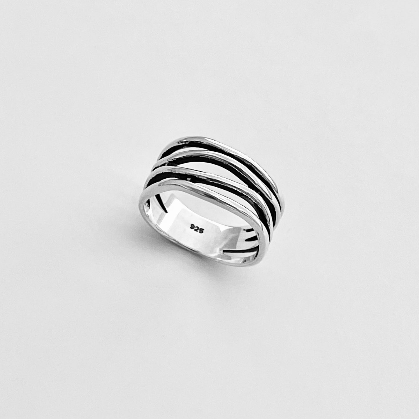 Sterling Silver Multiple Bands Wraparound Ring, Statement Silver Rings