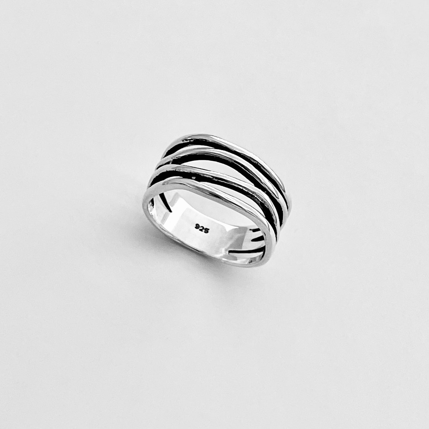Sterling Silver Multiple Bands Wraparound Ring, Statement Silver Rings