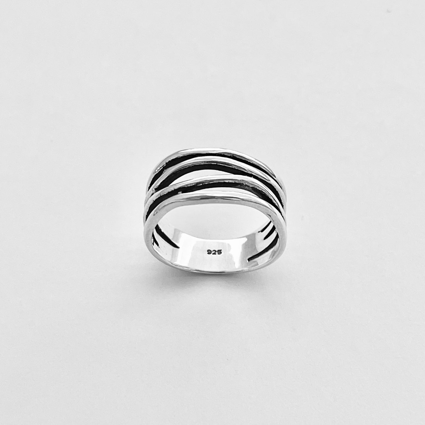 Sterling Silver Multiple Bands Wraparound Ring, Statement Silver Rings