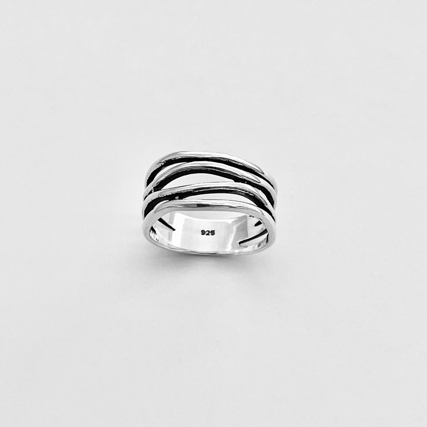 Sterling Silver Multiple Bands Wraparound Ring, Statement Silver Rings