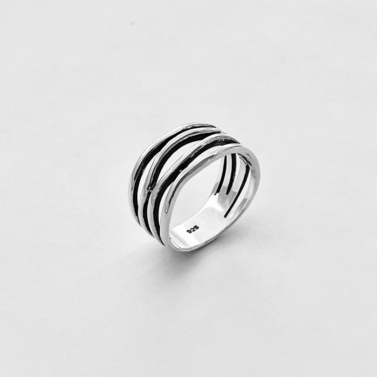 Sterling Silver Multiple Bands Wraparound Ring, Statement Silver Rings