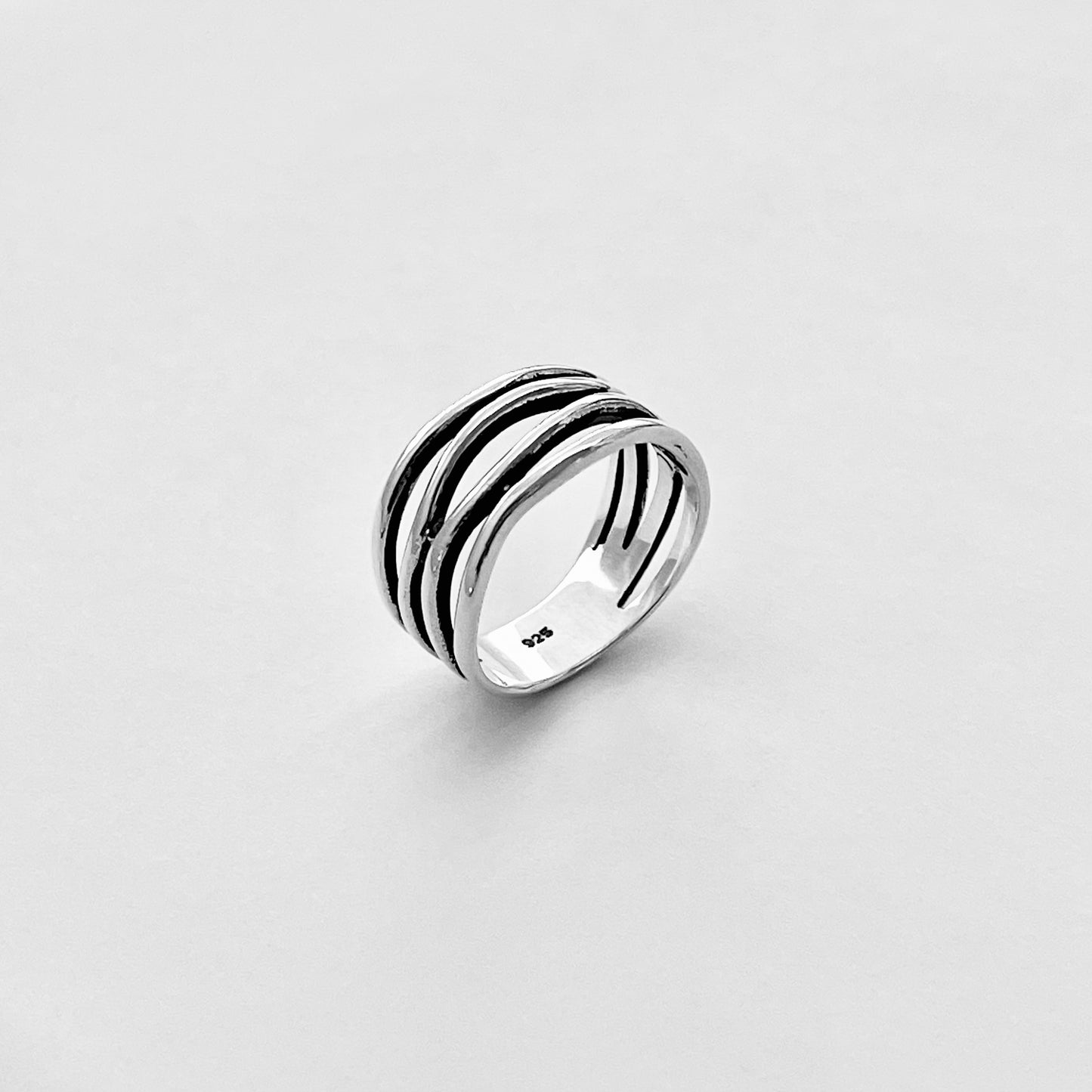 Sterling Silver Multiple Bands Wraparound Ring, Statement Silver Rings