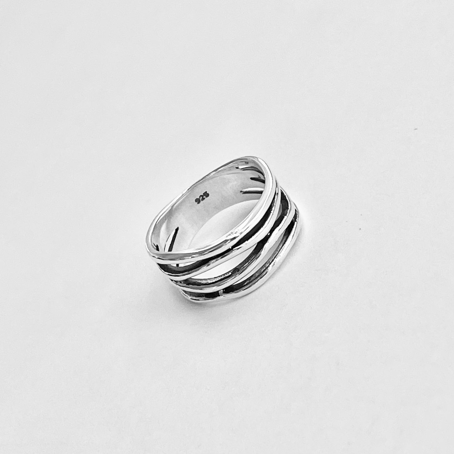 Sterling Silver Multiple Bands Wraparound Ring, Statement Silver Rings