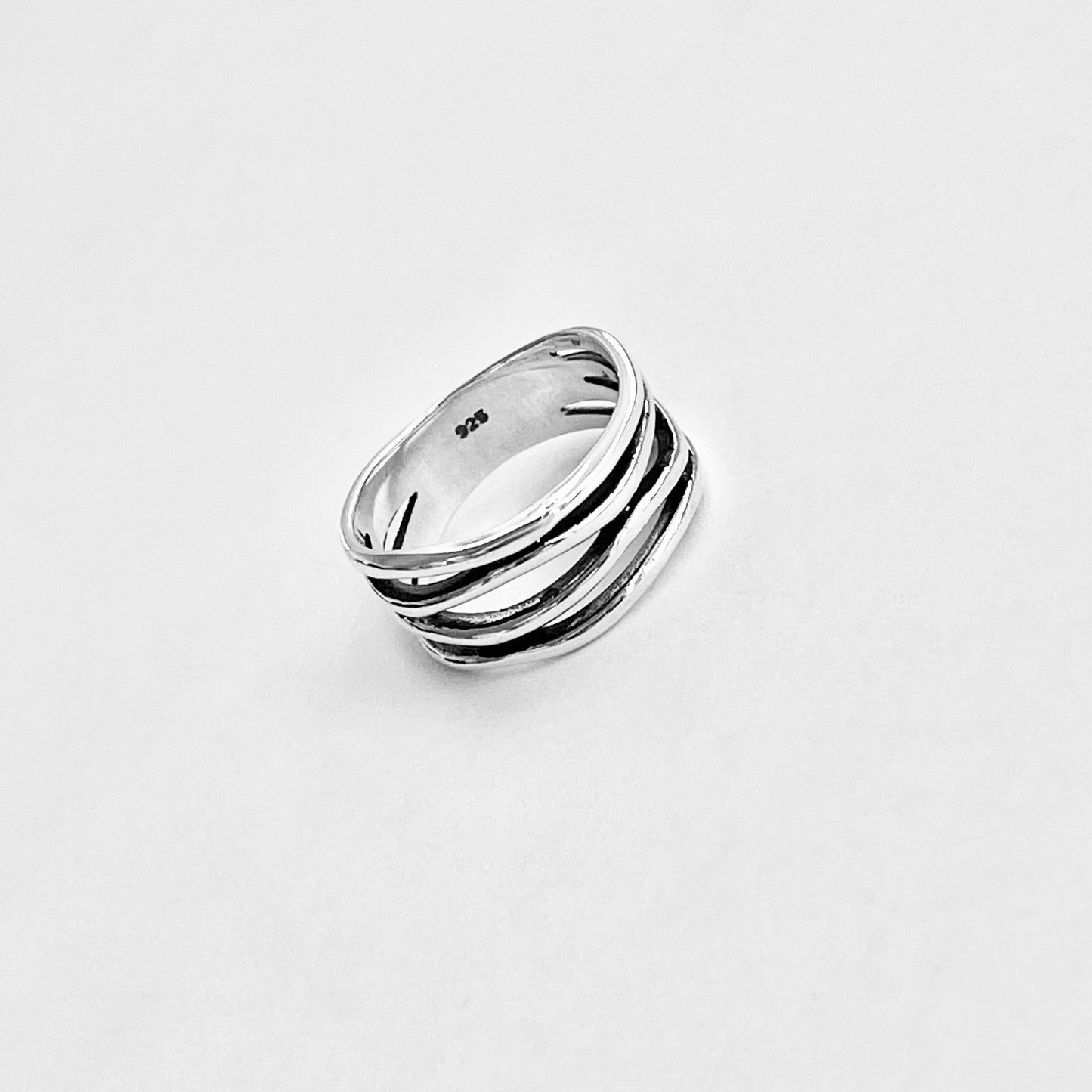 Sterling Silver Multiple Bands Wraparound Ring, Statement Silver Rings