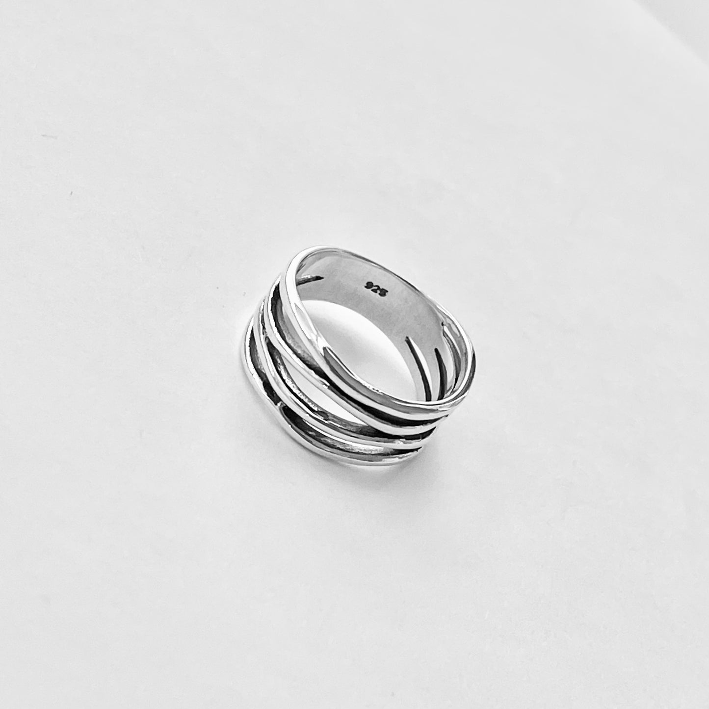 Sterling Silver Multiple Bands Wraparound Ring, Statement Silver Rings