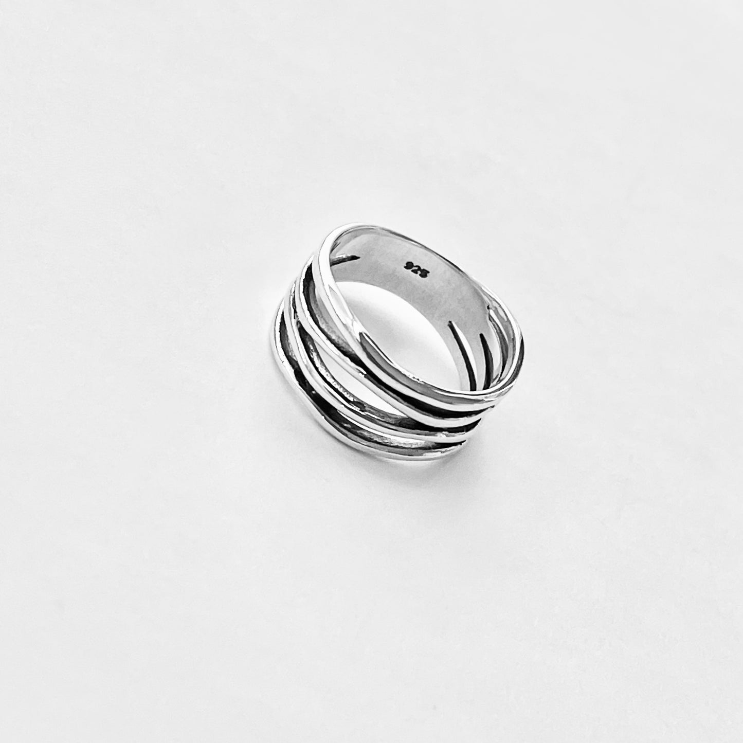 Sterling Silver Multiple Bands Wraparound Ring, Statement Silver Rings
