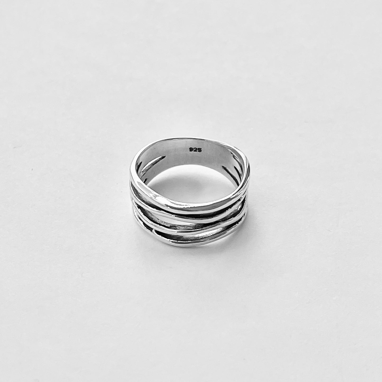 Sterling Silver Multiple Bands Wraparound Ring, Statement Silver Rings