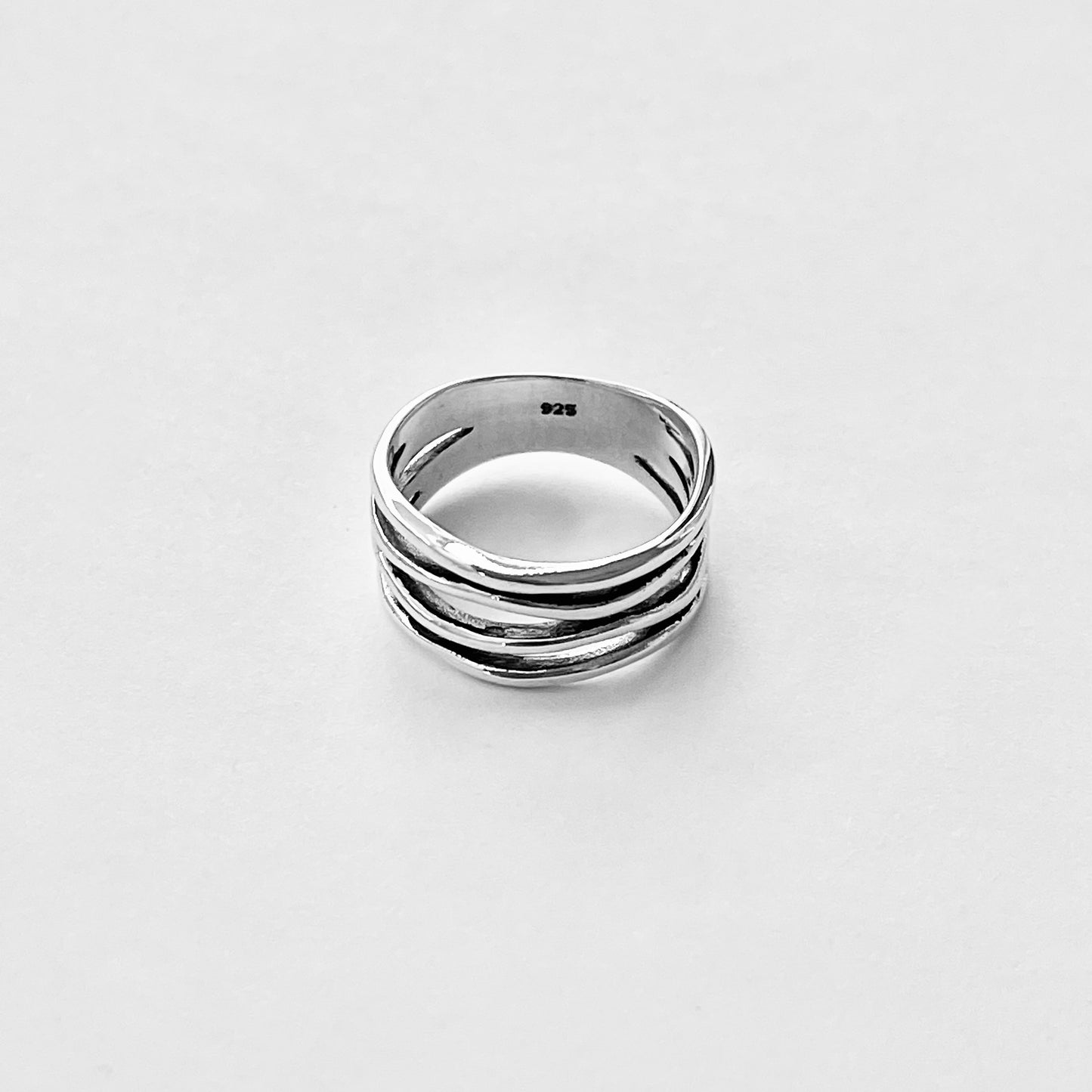 Sterling Silver Multiple Bands Wraparound Ring, Statement Silver Rings