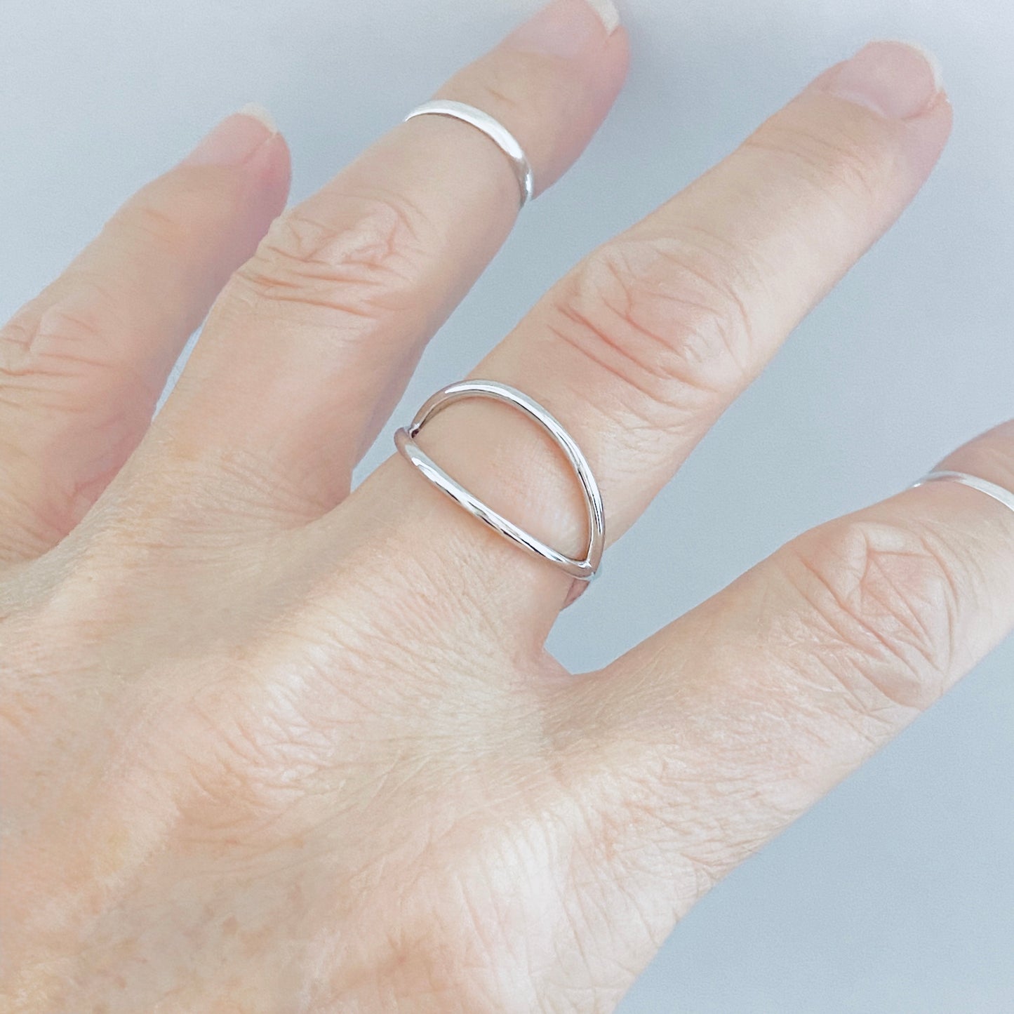 Sterling Silver Crisscross Ring – Geometric X Band Silver Rings