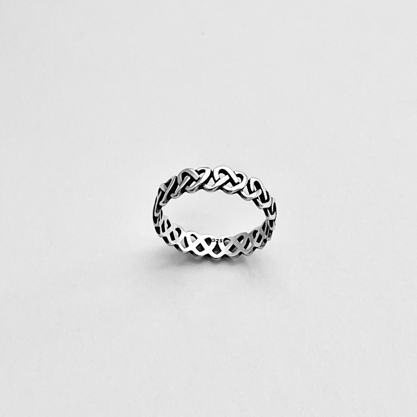 Sterling Silver Thin and Delicate Eternity Pretzel Knot Band, Heart Wedding Bands, Love Knots Ring