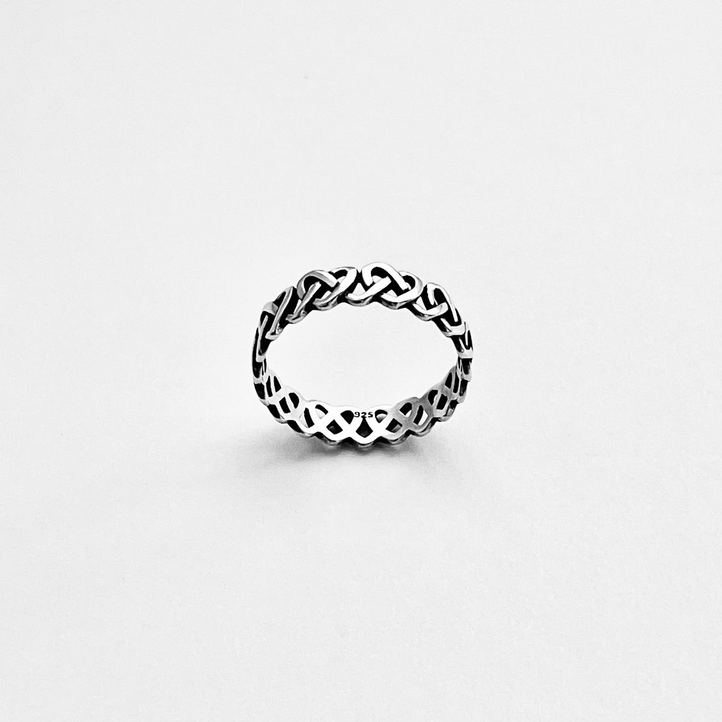 925 Sterling Silver Eternity Thin Pretzel Knot Band Ring | Delicate Love Knots Heart Rings