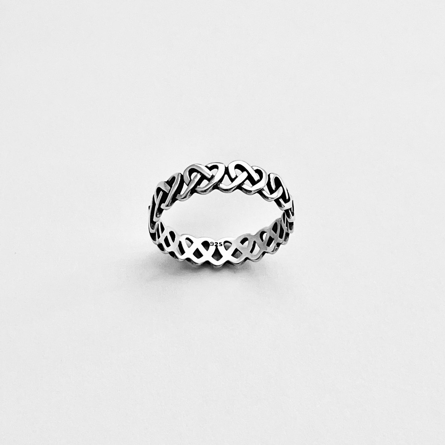 925 Sterling Silver Eternity Thin Pretzel Knot Band Ring | Delicate Love Knots Heart Rings