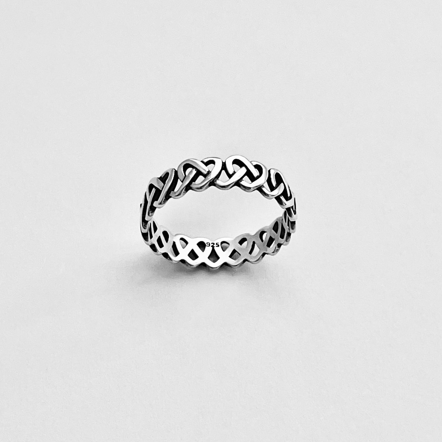 Sterling Silver Thin and Delicate Eternity Pretzel Knot Band, Heart Wedding Bands, Love Knots Ring