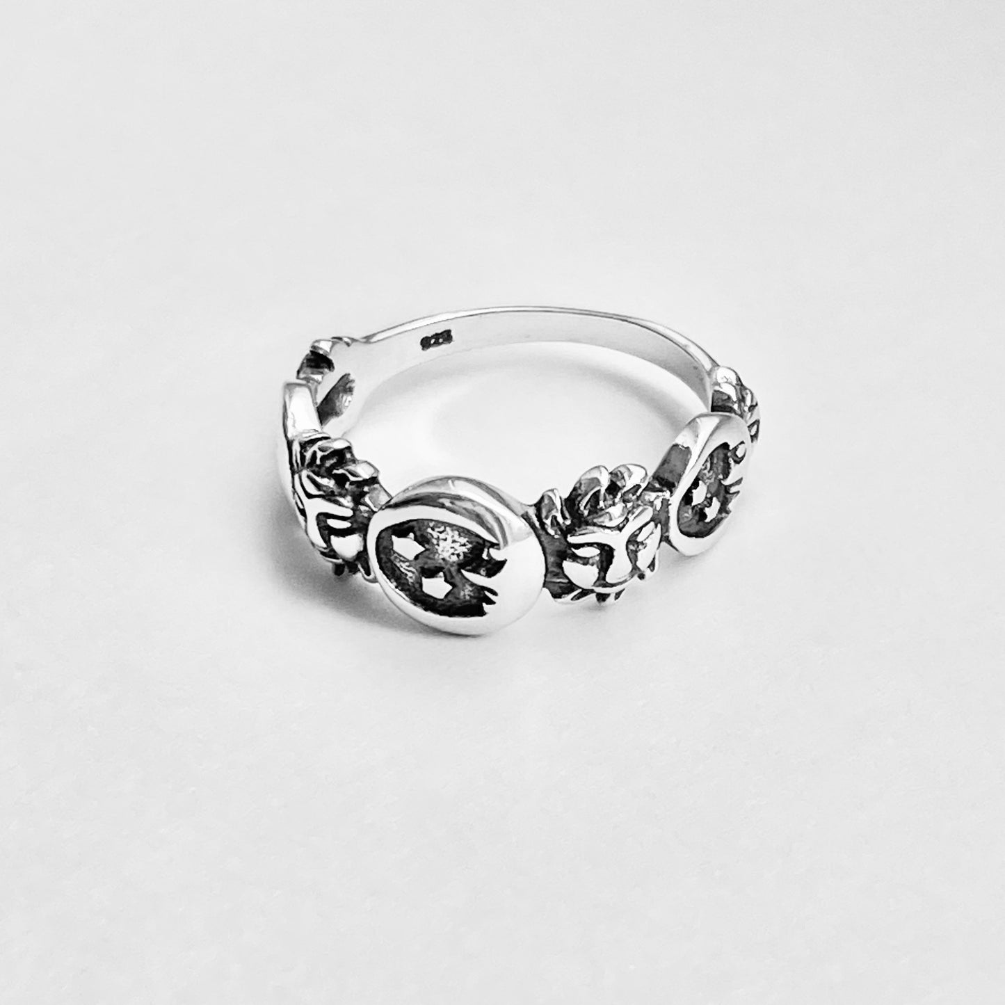 Sterling Silver Celestial Ring: Moon, Sun and Star Jewelry