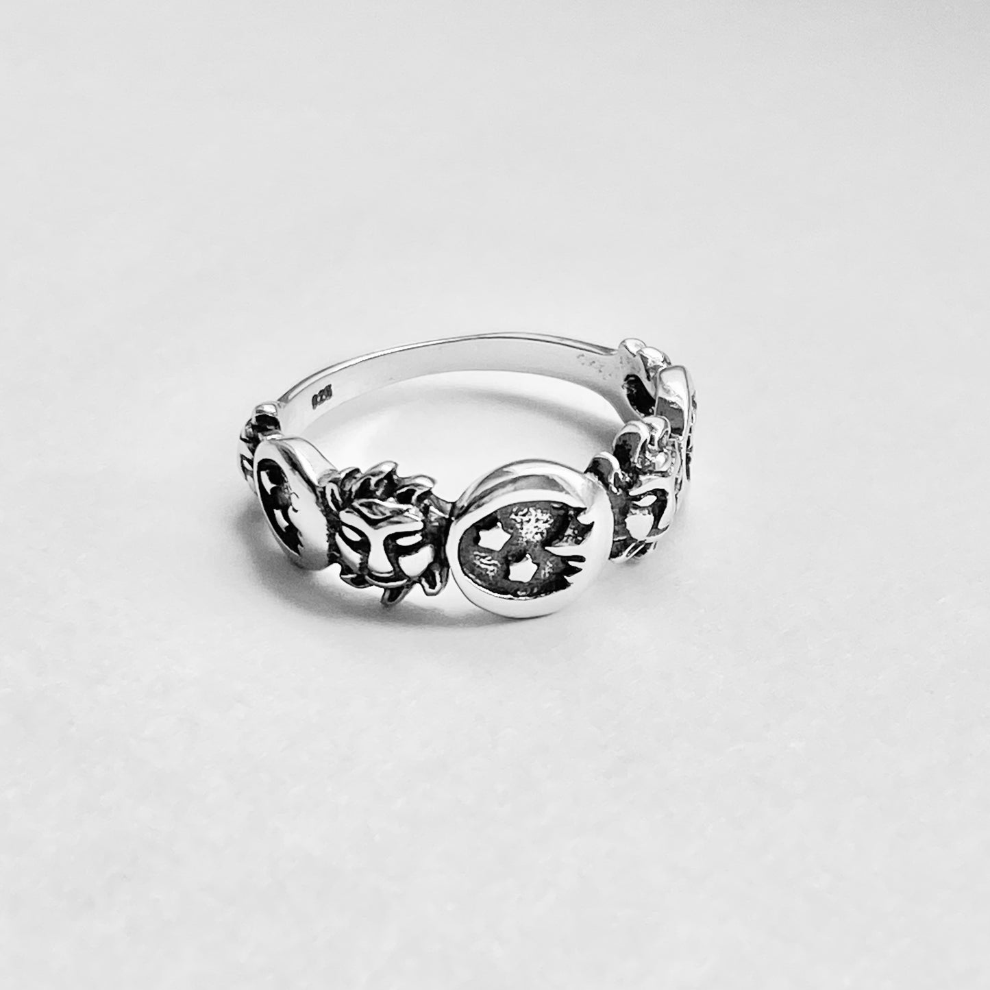 Celestial Sterling Silver Ring, Moon and Sun Ring, Star Rings