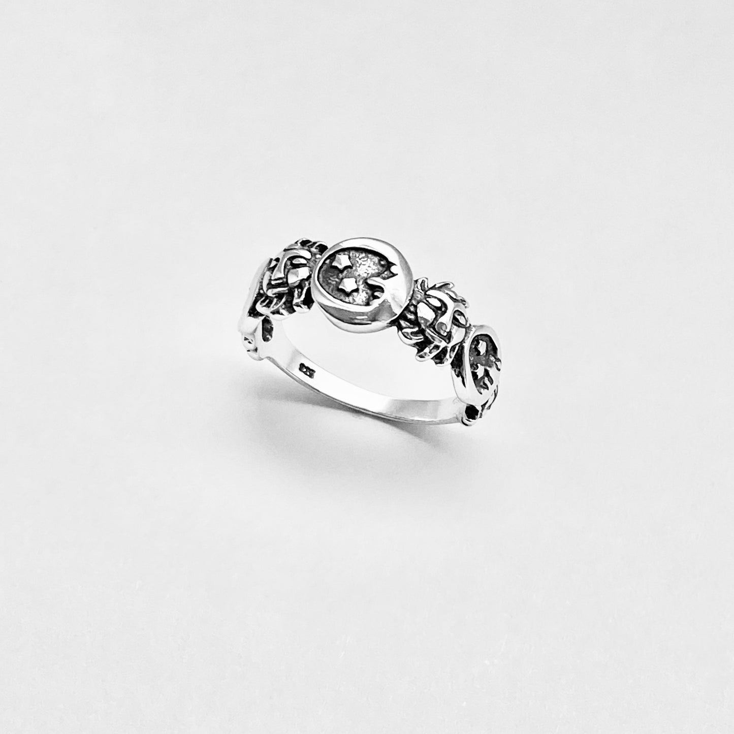 Sterling Silver Celestial Ring: Moon, Sun and Star Jewelry