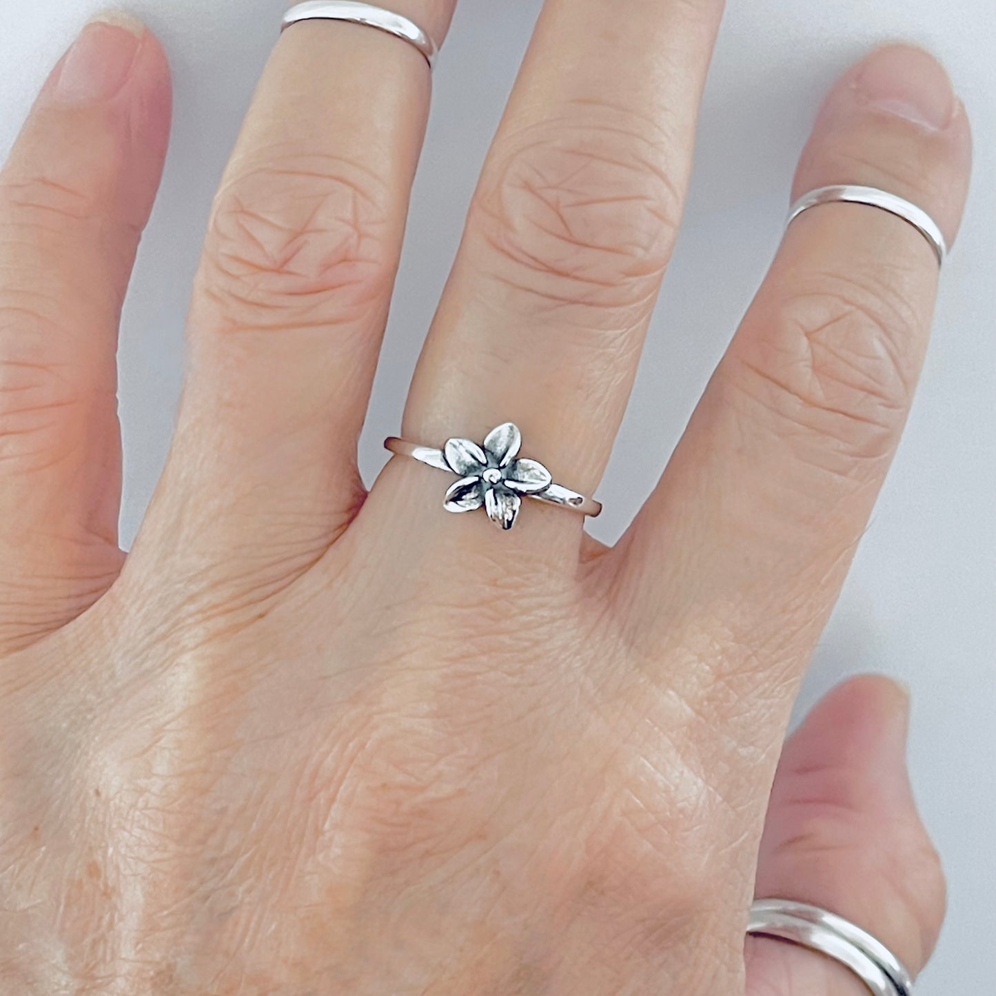 Sterling Silver Plumeria Flower Ring | Hawaii Floral Rings