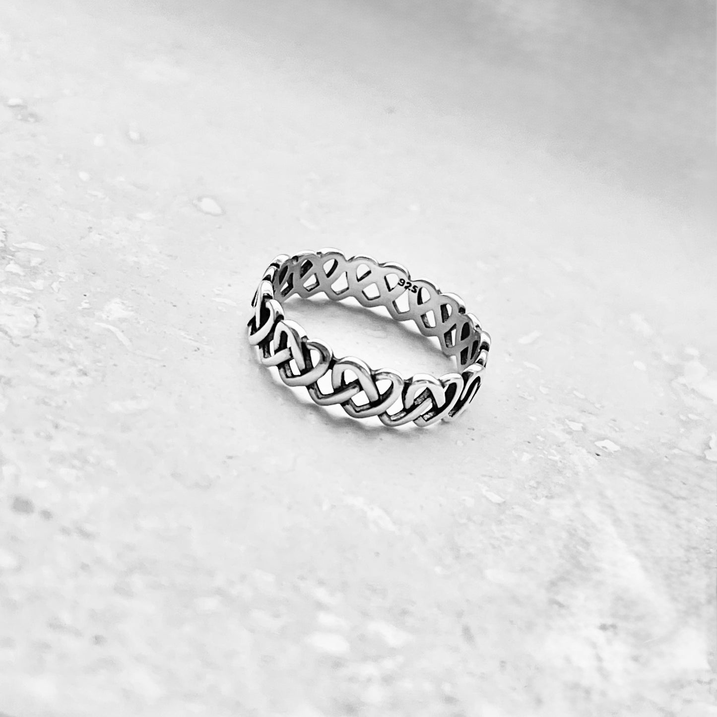 925 Sterling Silver Eternity Thin Pretzel Knot Band Ring | Delicate Love Knots Heart Rings