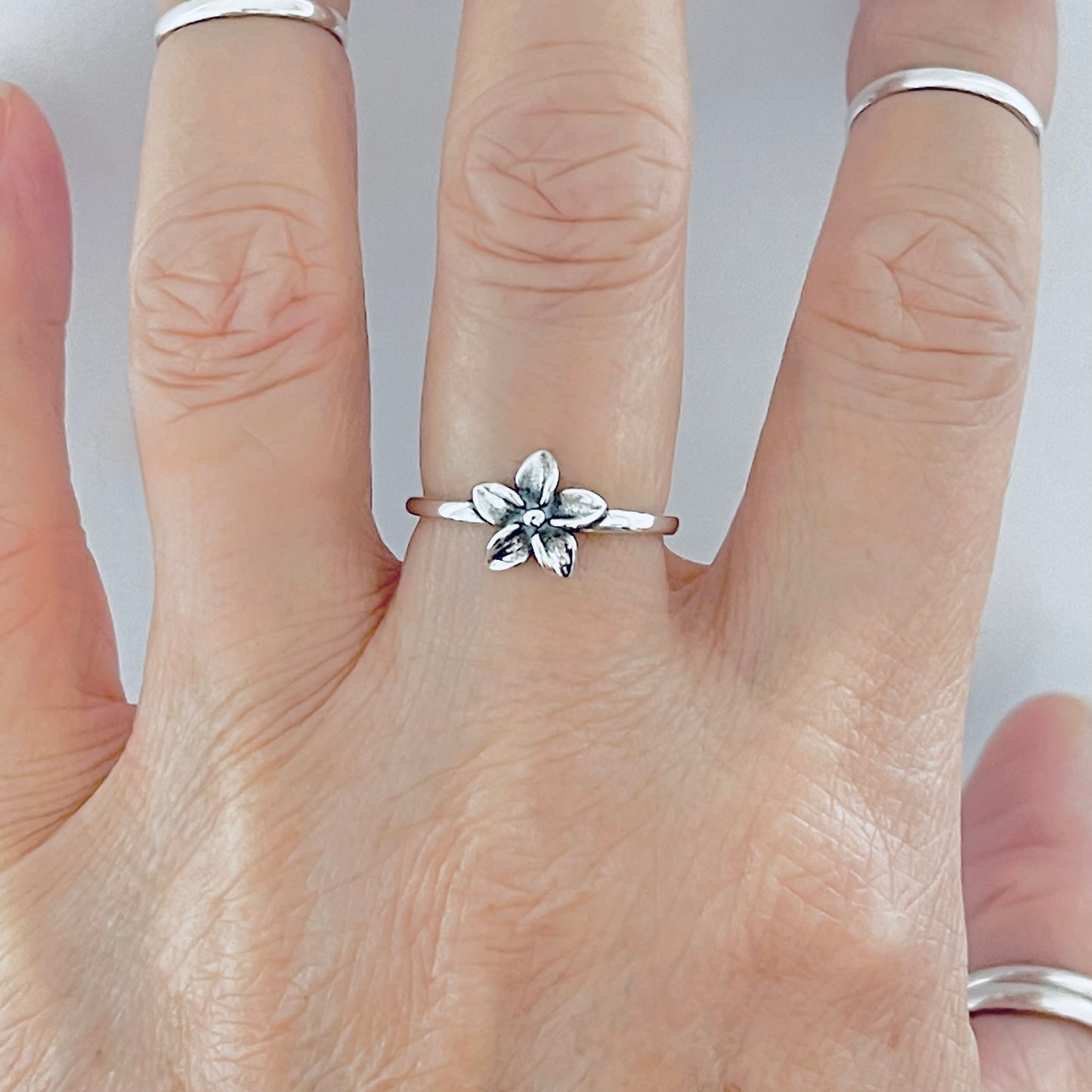 Sterling Silver Plumeria Flower Ring | Hawaii Floral Rings