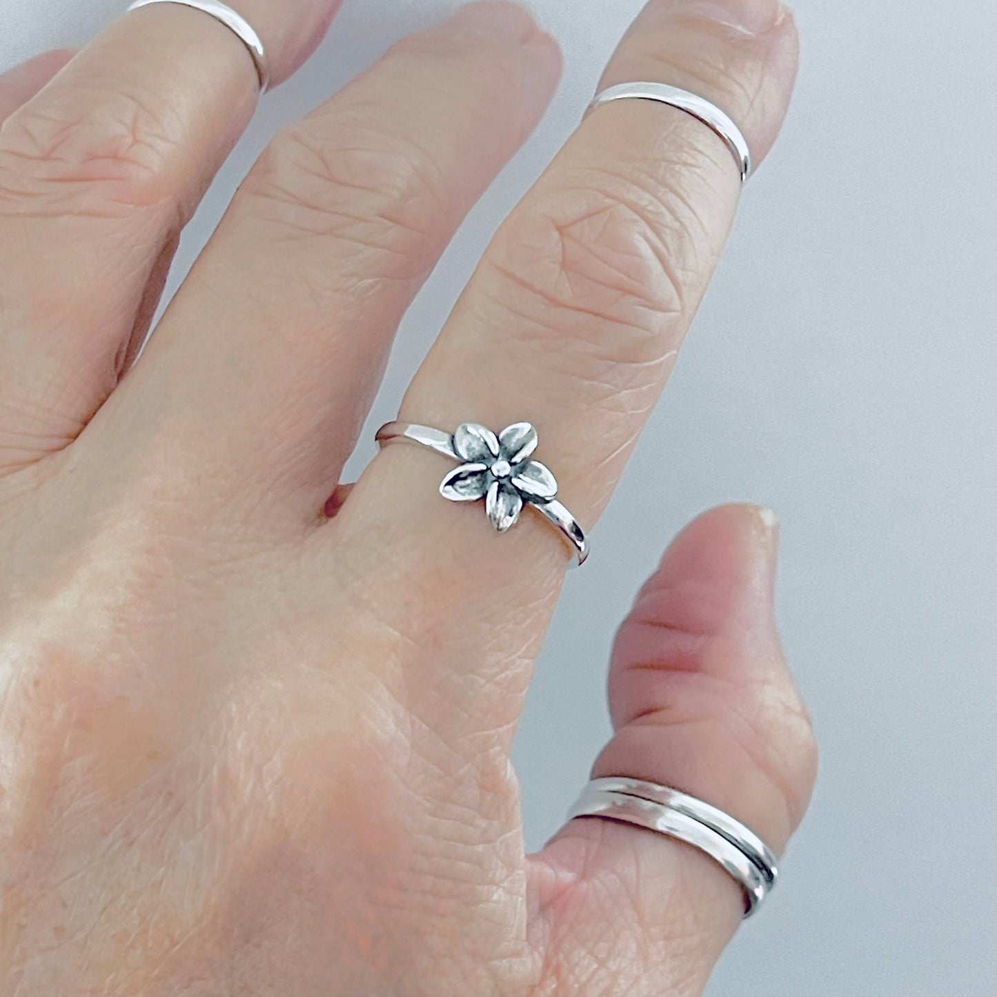 Sterling Silver Plumeria Flower Ring | Hawaii Floral Rings