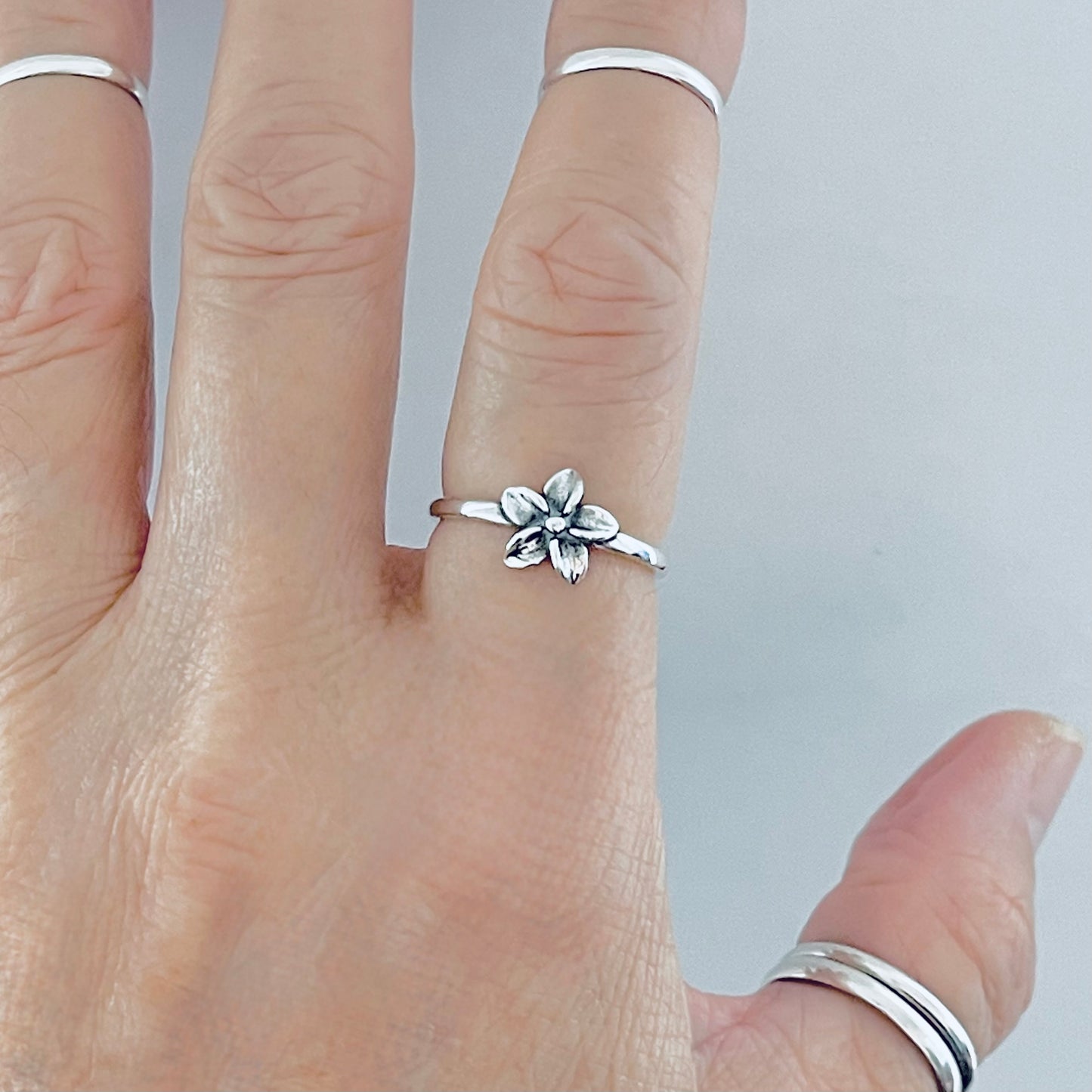 Sterling Silver Plumeria Flower Ring | Hawaii Floral Rings