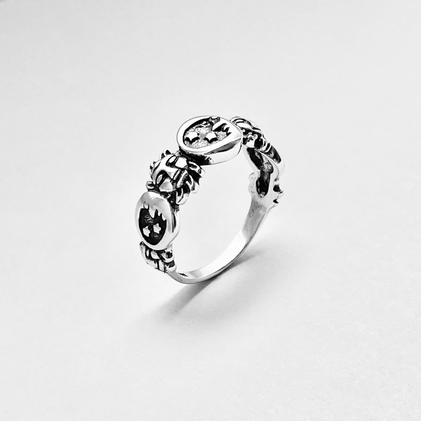 Sterling Silver Celestial Ring: Moon, Sun and Star Jewelry