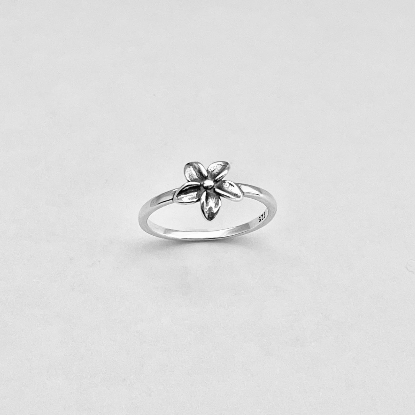 Sterling Silver Small Plumeria Ring, Hawaii Ring, Silver Flower Rings