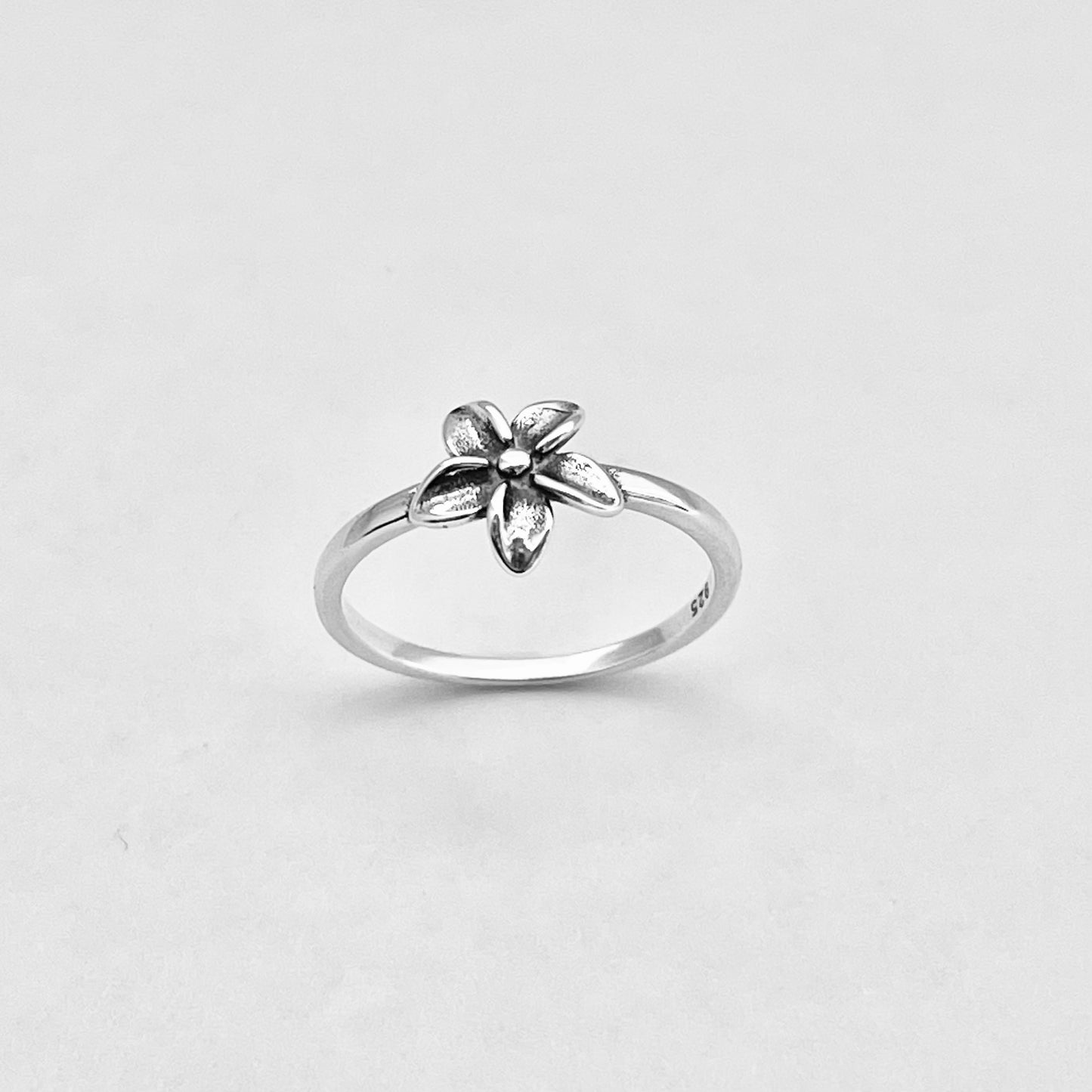 Sterling Silver Small Plumeria Ring, Hawaii Ring, Silver Flower Rings