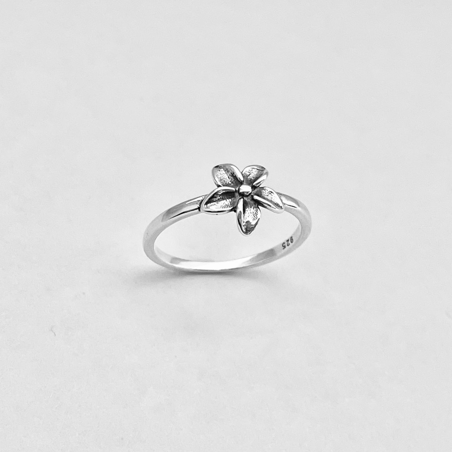 Sterling Silver Small Plumeria Ring, Hawaii Ring, Silver Flower Rings