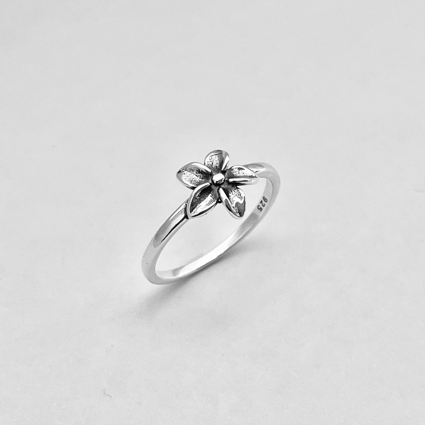 Sterling Silver Small Plumeria Ring, Hawaii Ring, Silver Flower Rings