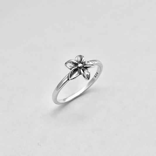 Sterling Silver Small Plumeria Ring, Hawaii Ring, Silver Flower Rings