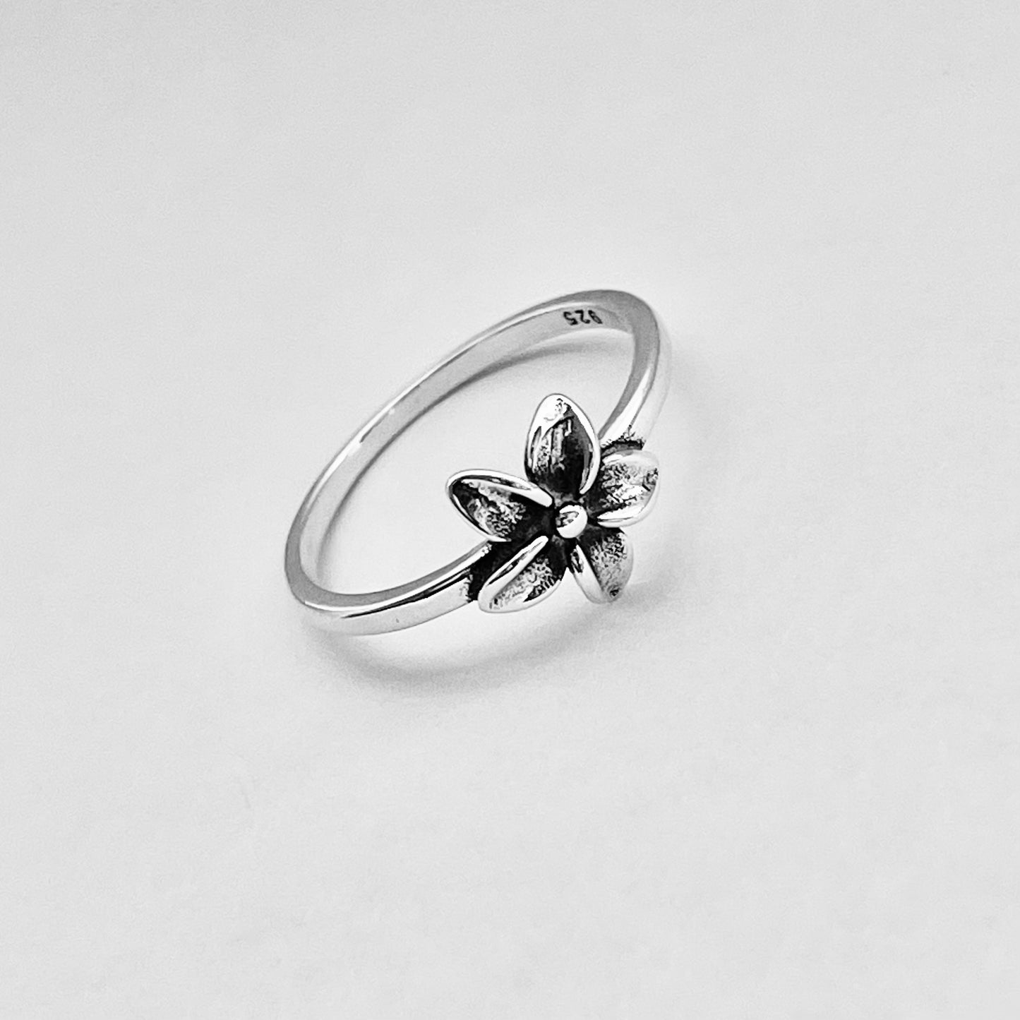 Sterling Silver Small Plumeria Ring, Hawaii Ring, Silver Flower Rings