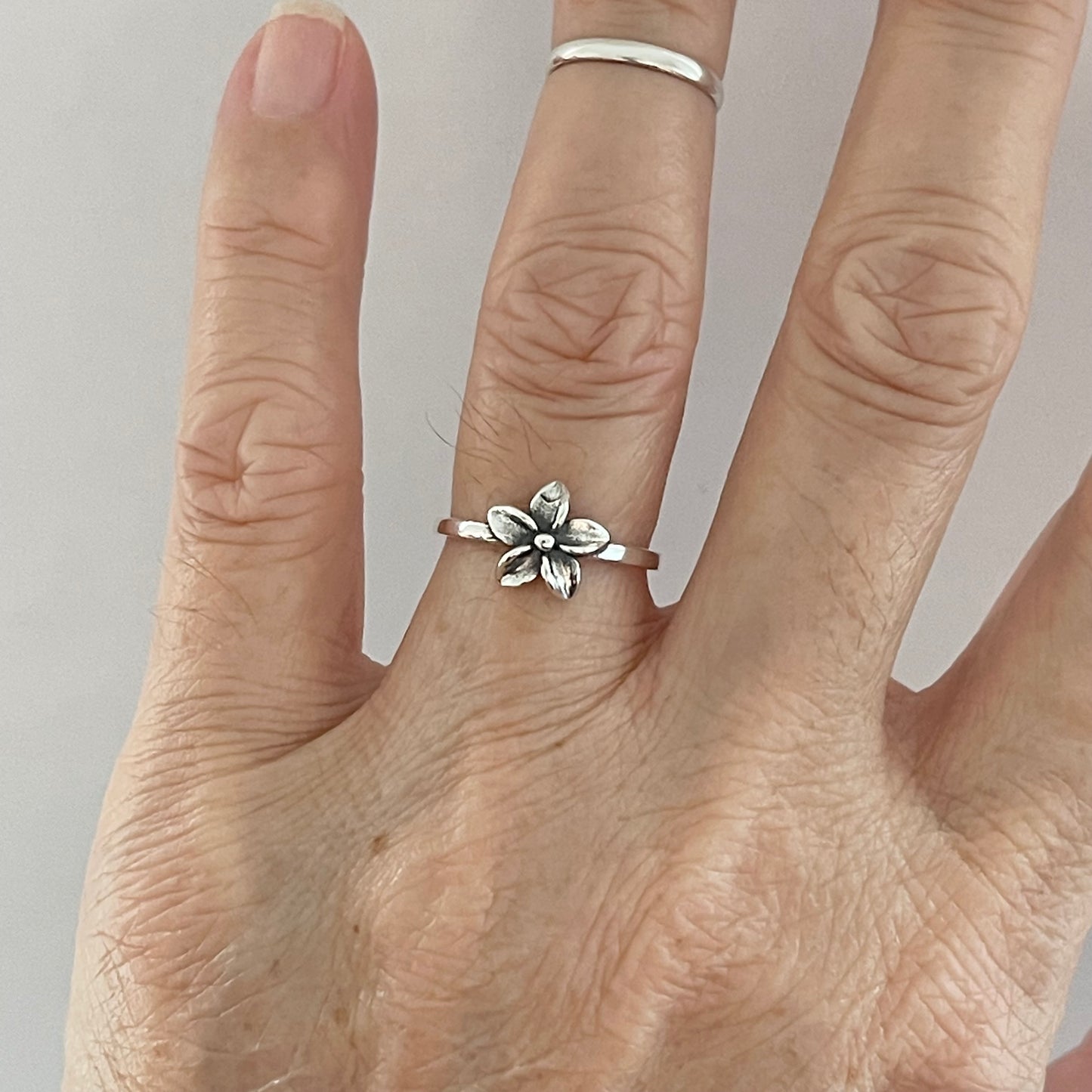 Sterling Silver Small Plumeria Ring, Hawaii Ring, Silver Flower Rings