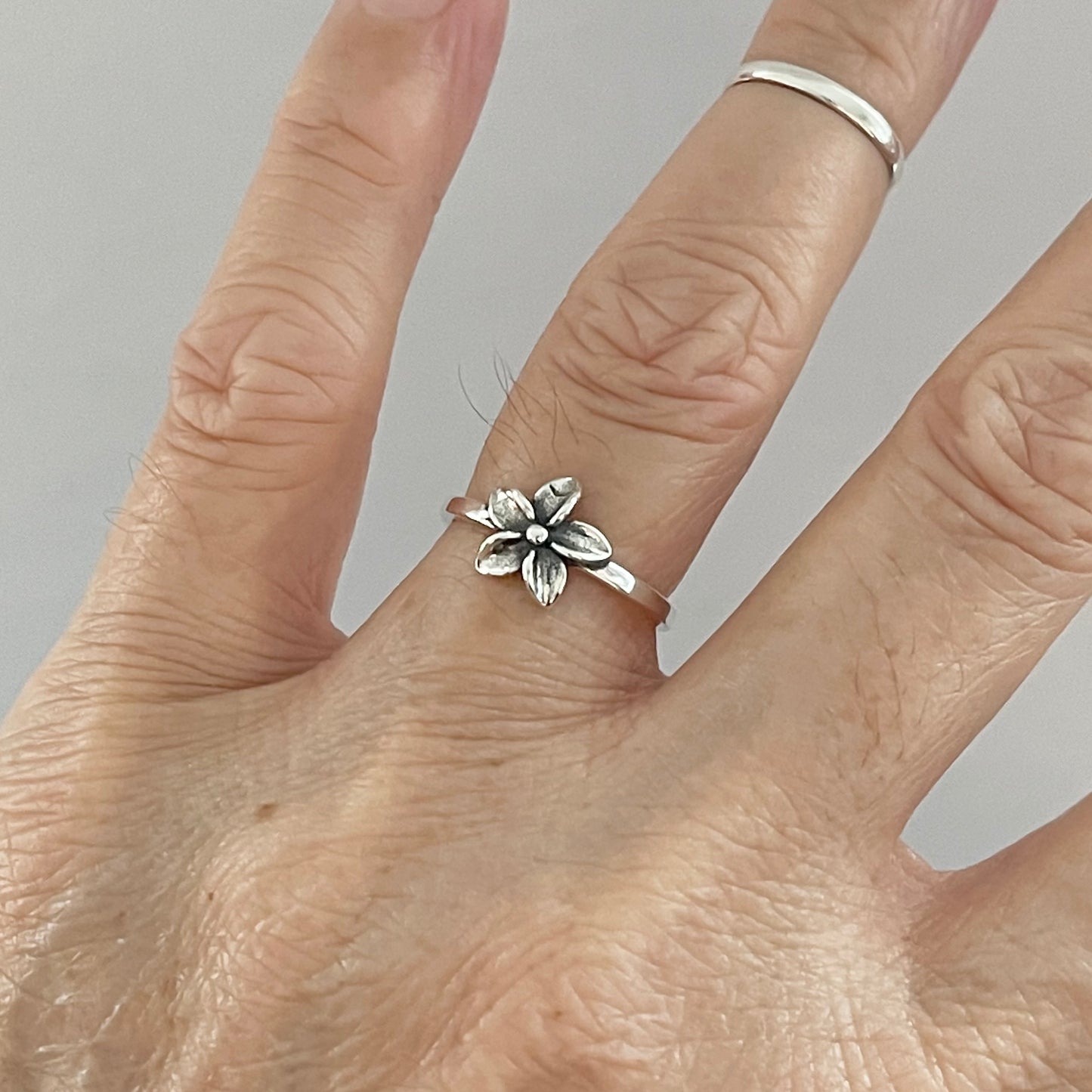 Sterling Silver Small Plumeria Ring, Hawaii Ring, Silver Flower Rings