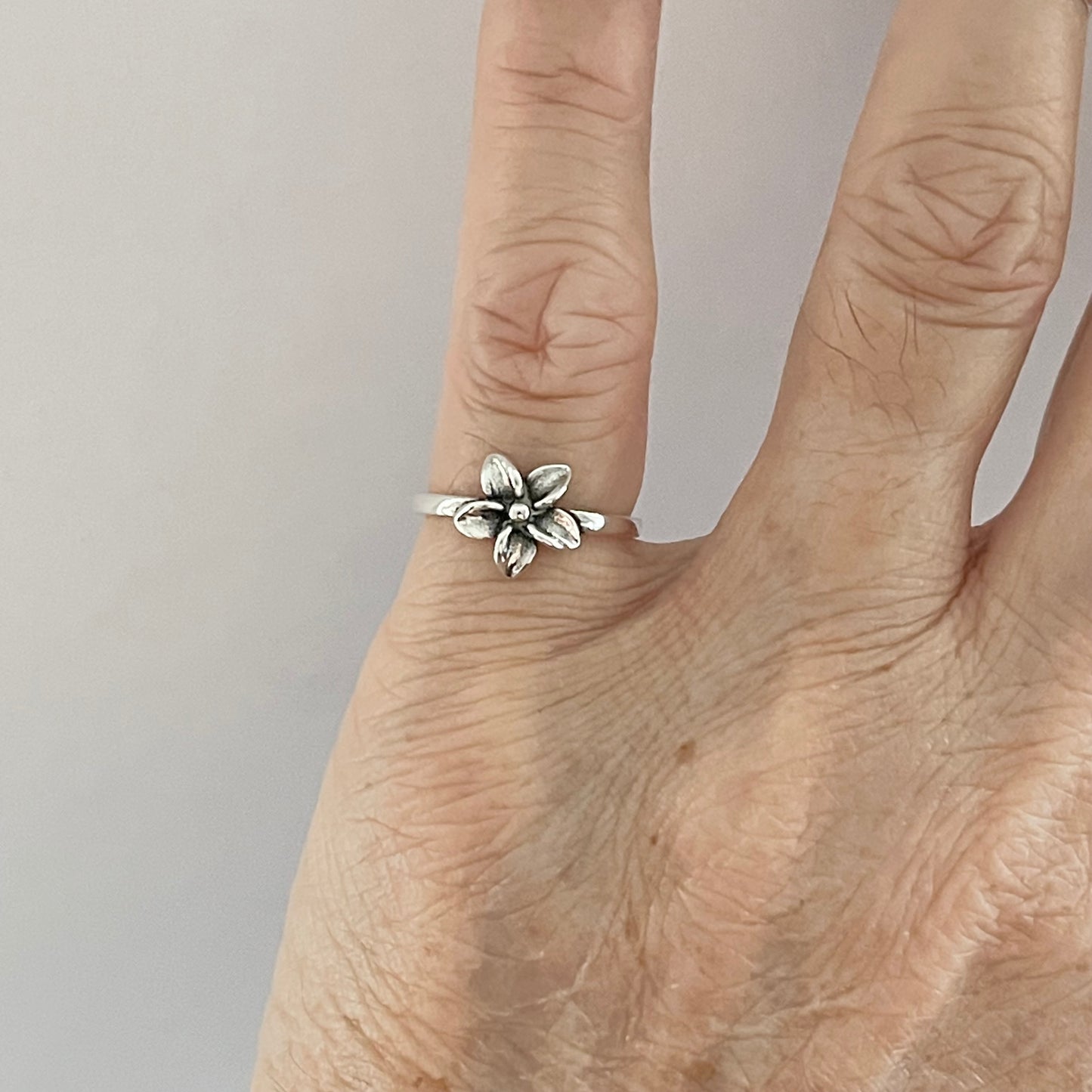 Sterling Silver Small Plumeria Ring, Hawaii Ring, Silver Flower Rings