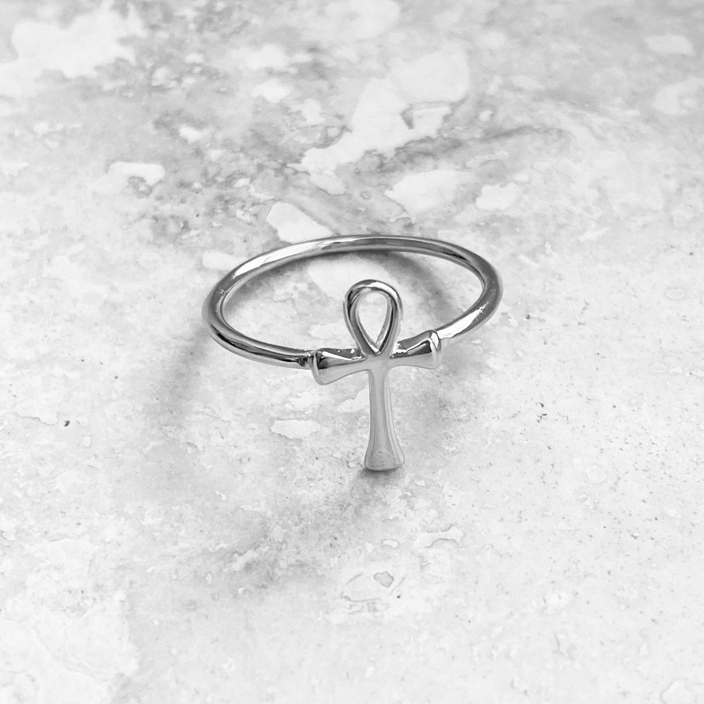 Sterling Silver High Polish Ankh Ring, Key of Life Silver Ring, Cross Rings