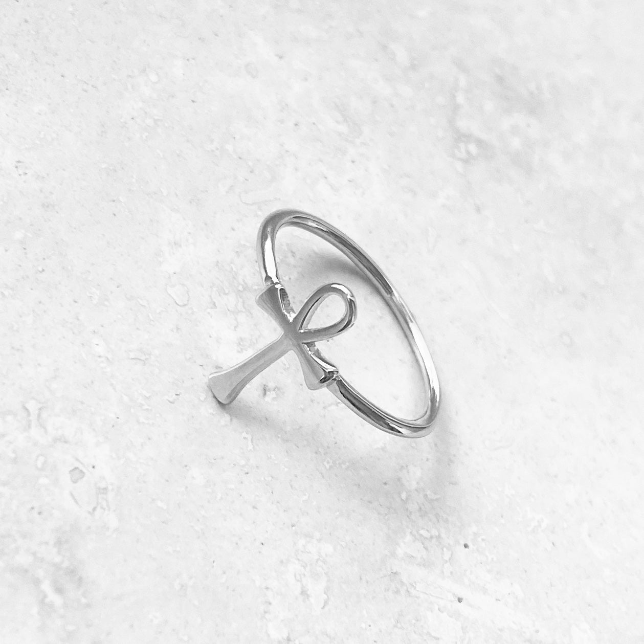 Sterling Silver High Polish Ankh Ring, Key of Life Silver Ring, Cross Rings